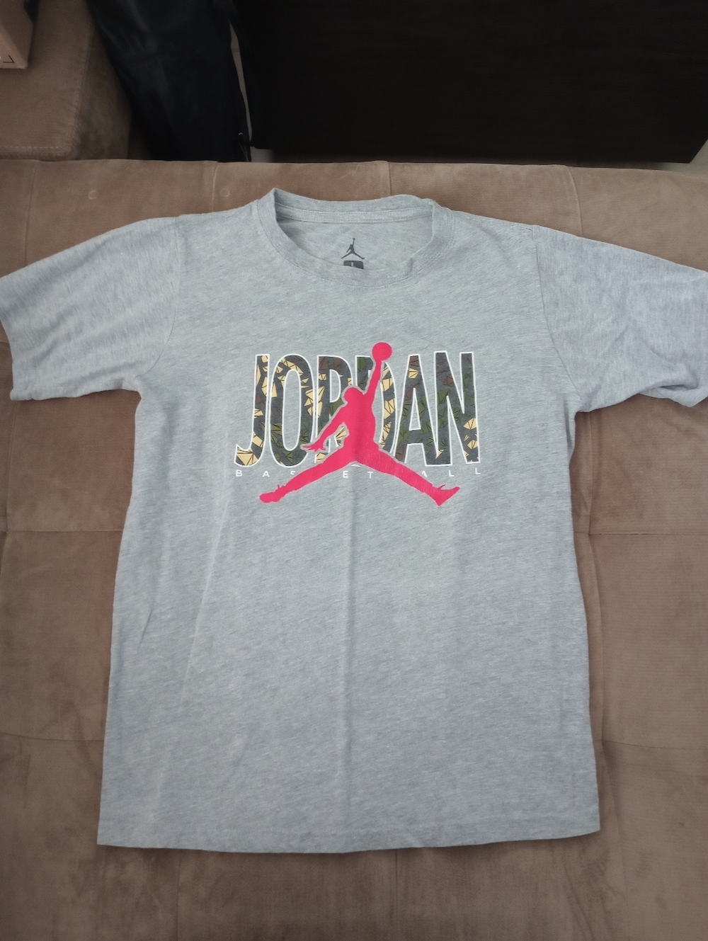 Kids Size - Gray Jordan Shirt W/Red And Green Graphic